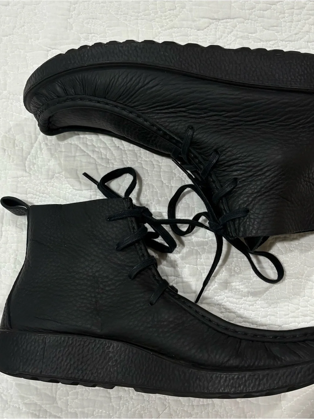 At.Kolektive Black Joke Lace Desert Boot Size 42 Pebble Grain Leather Square Toe